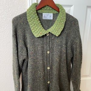 Glendalough Woolen Mills Green Cardigan Ireland L